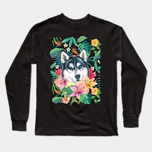 Tropical Siberian Husky 4 Long Sleeve T-Shirt